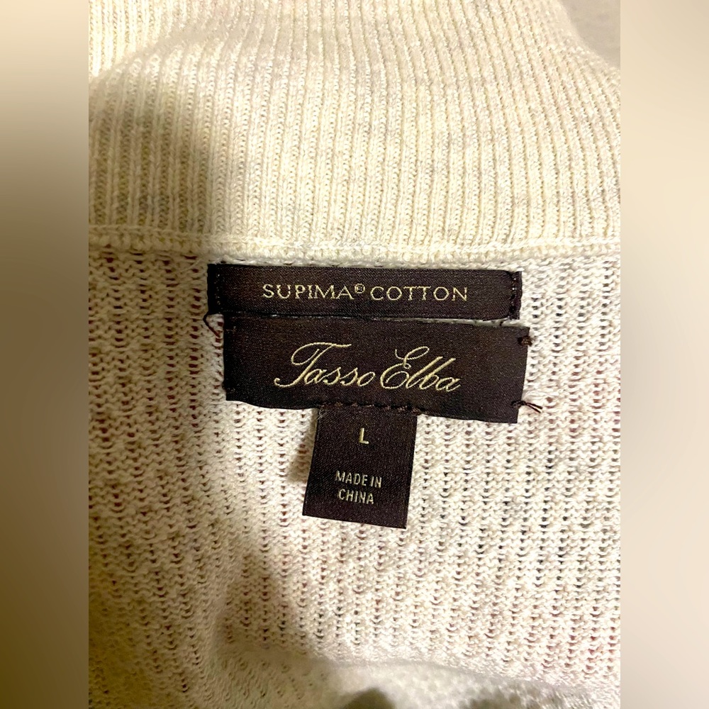 🔥NWOT Mens Tasso Elba Cream pullover Sweater- size L - Picture 4 of 10